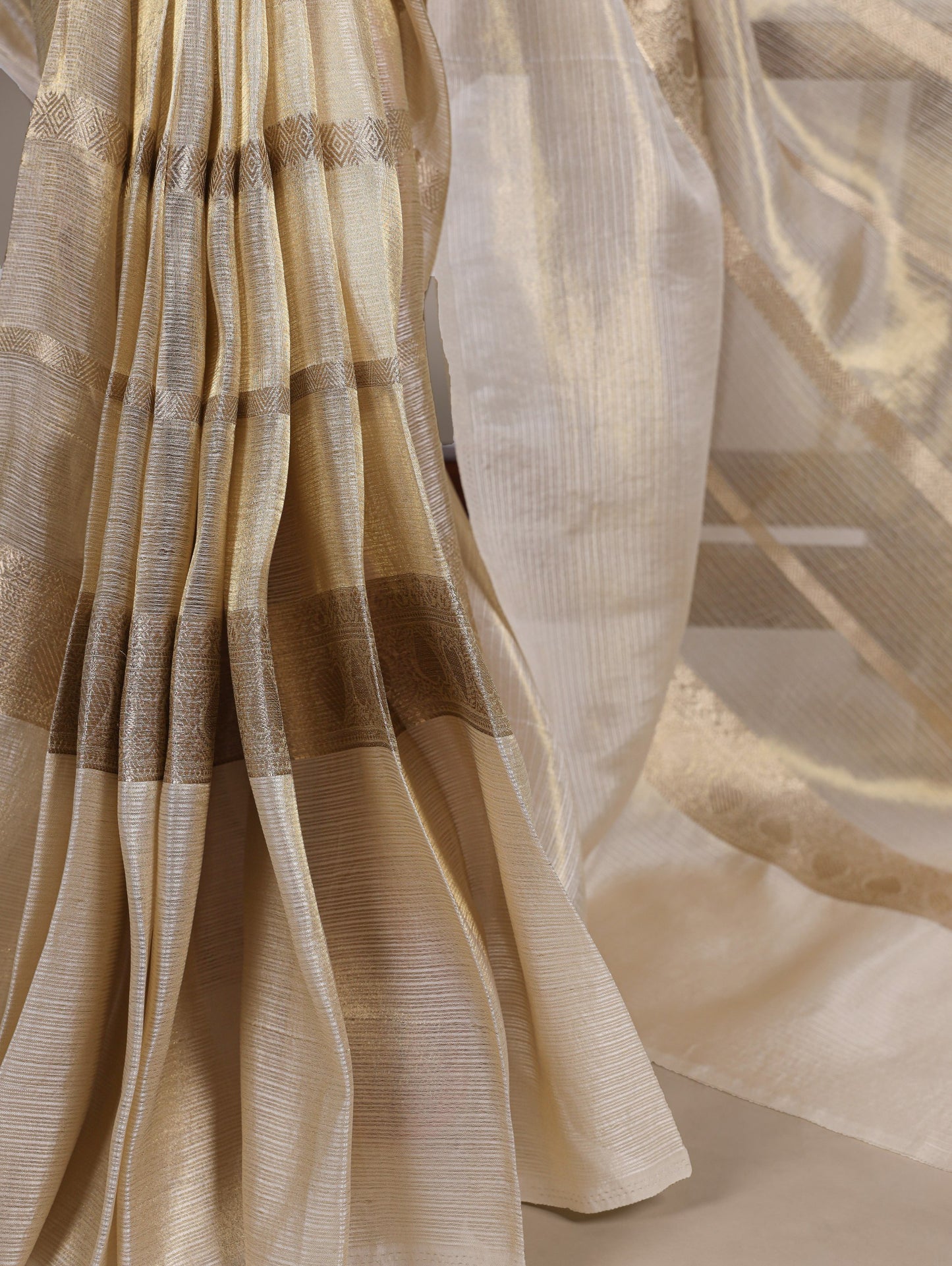 Amazing Gold Color Silk Saree