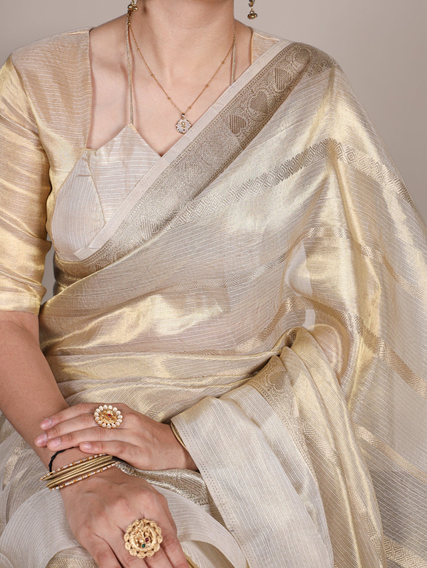 Amazing Gold Color Silk Saree