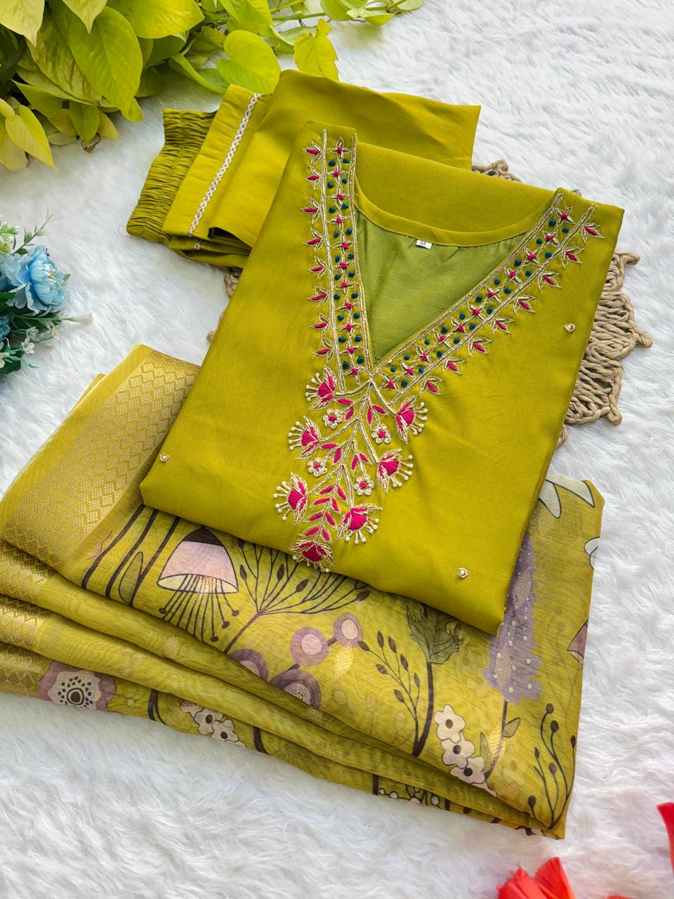 Amazing Green Color Kurti Pant Set