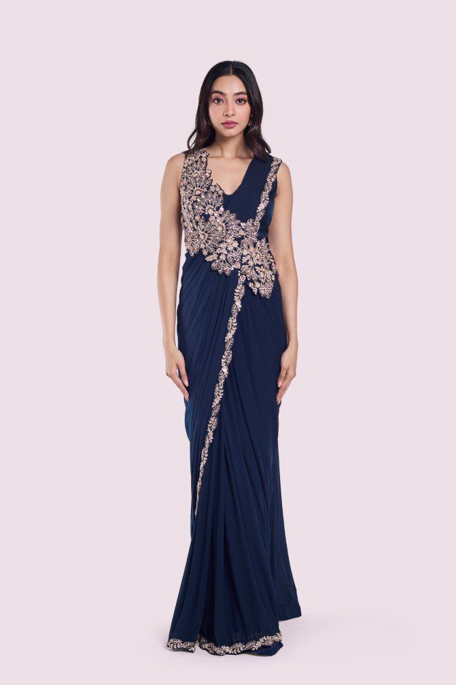 Blue Color Heavy Rangoli Ready to wear Saree