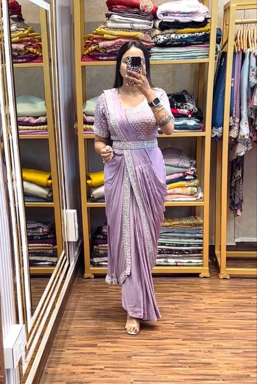 Pastel Lavender Ready to Wear Saree