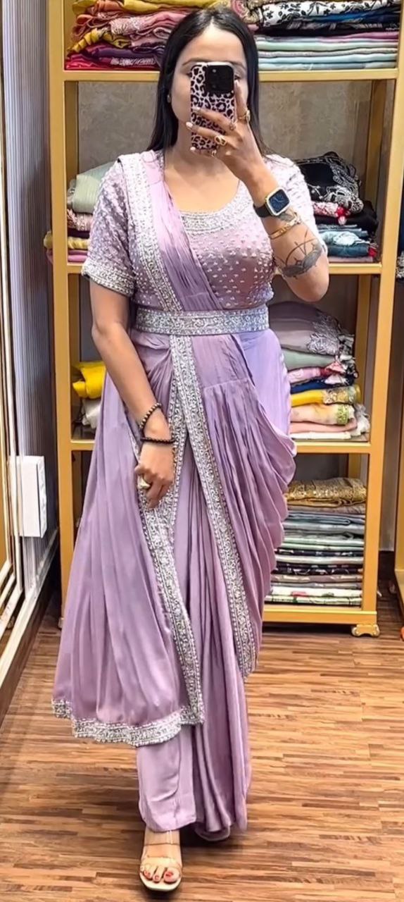 Pastel Lavender Ready to Wear Saree