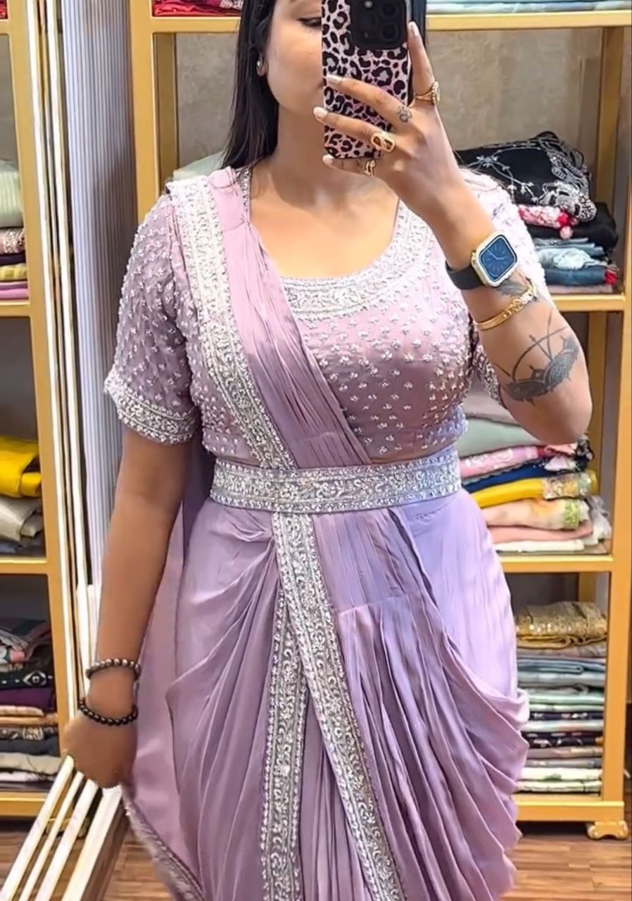 Pastel Lavender Ready to Wear Saree