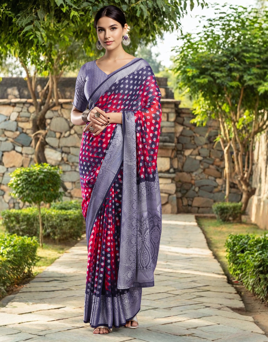 Pink Color Georgette Saree with Jacquard Work