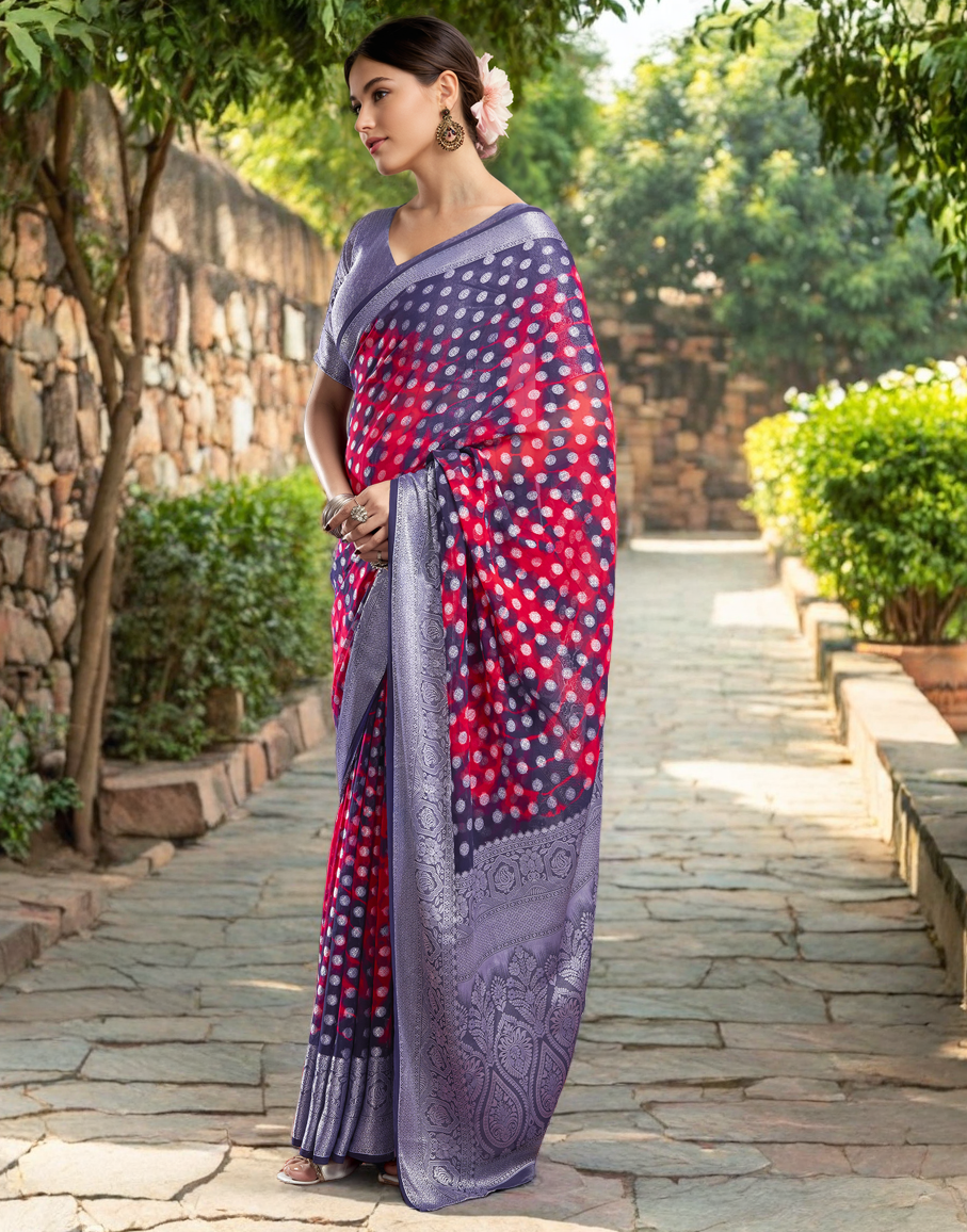 Pink Color Georgette Saree with Jacquard Work