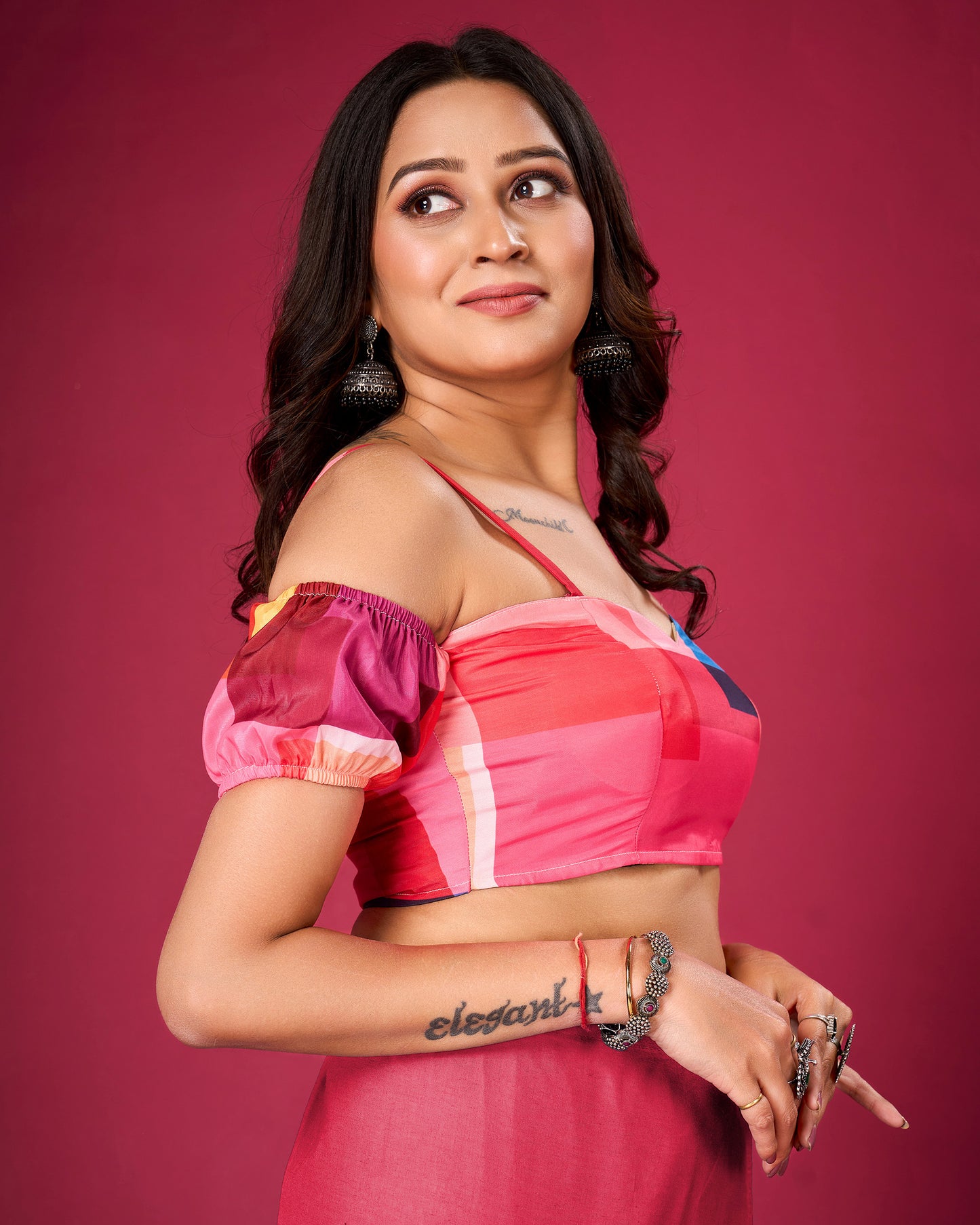 Trending Pink Art silk Padded Stitched Blouse