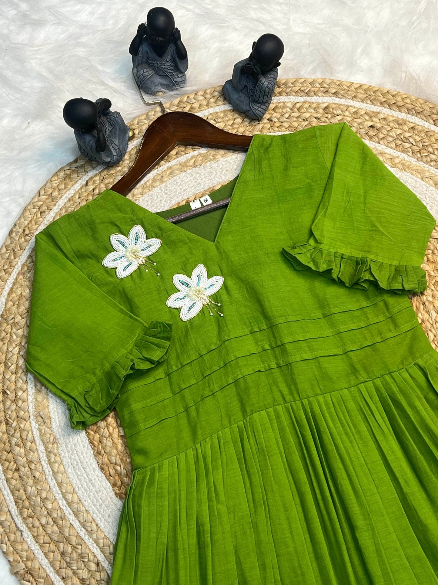 Amazing Green Color Hand Maggam Work Kurti