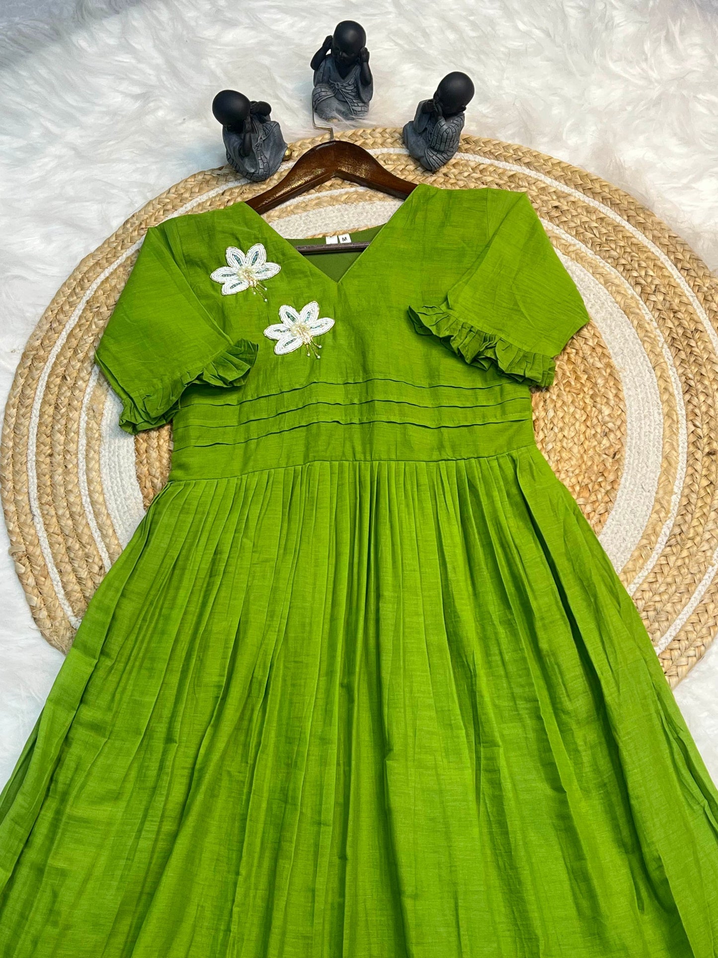 Amazing Green Color Hand Maggam Work Kurti