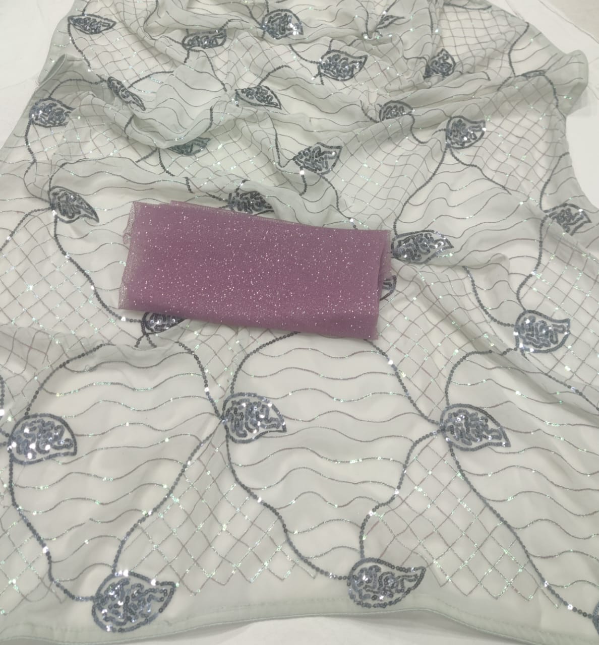 Latest Grey Color Sequence Work Saree