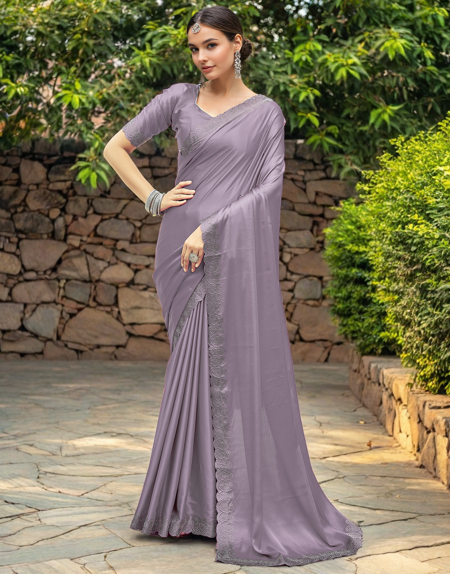 Rangoli Silk Siroski Work Party Wear Saree (Lavender)