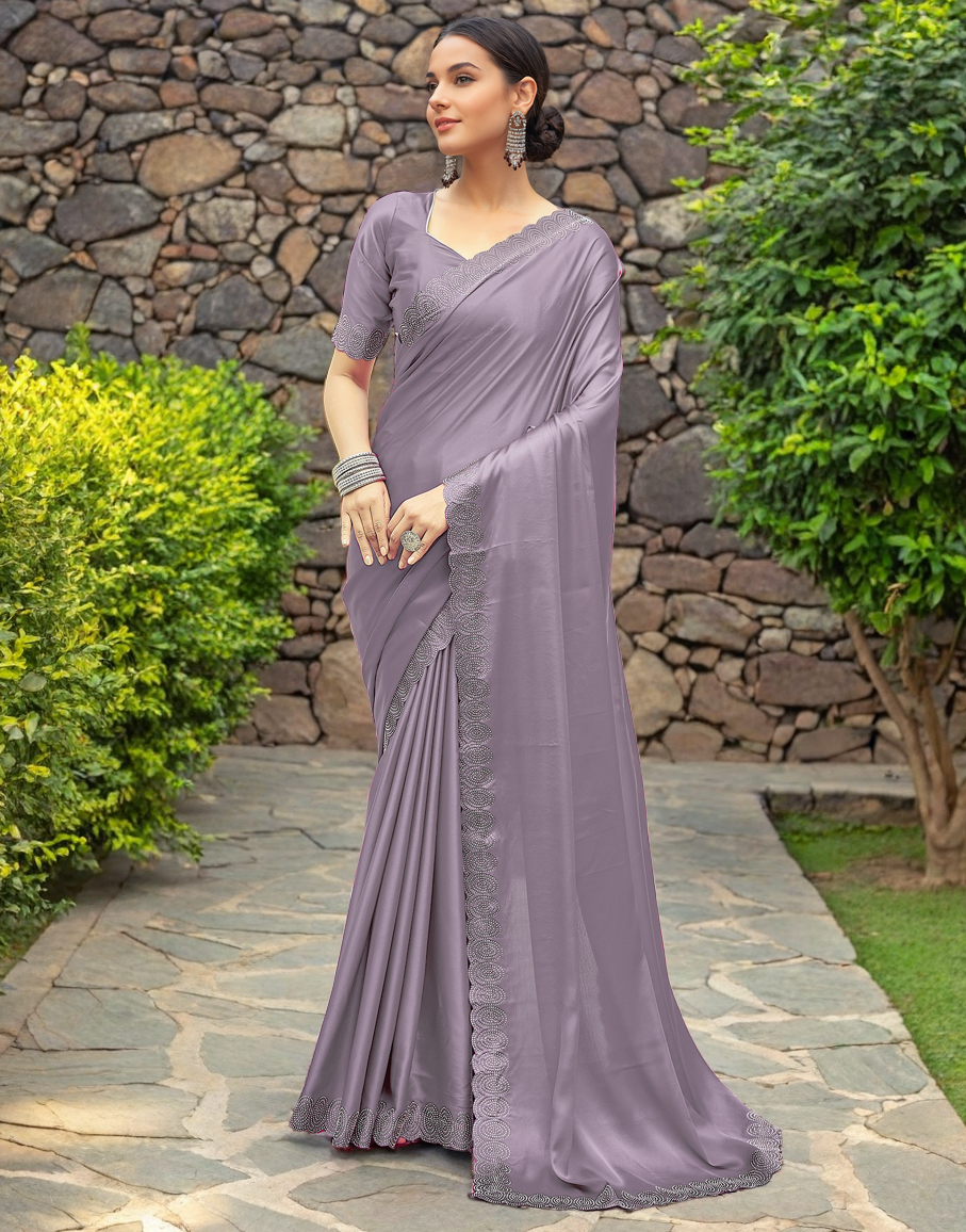 Rangoli Silk Siroski Work Party Wear Saree (Lavender)