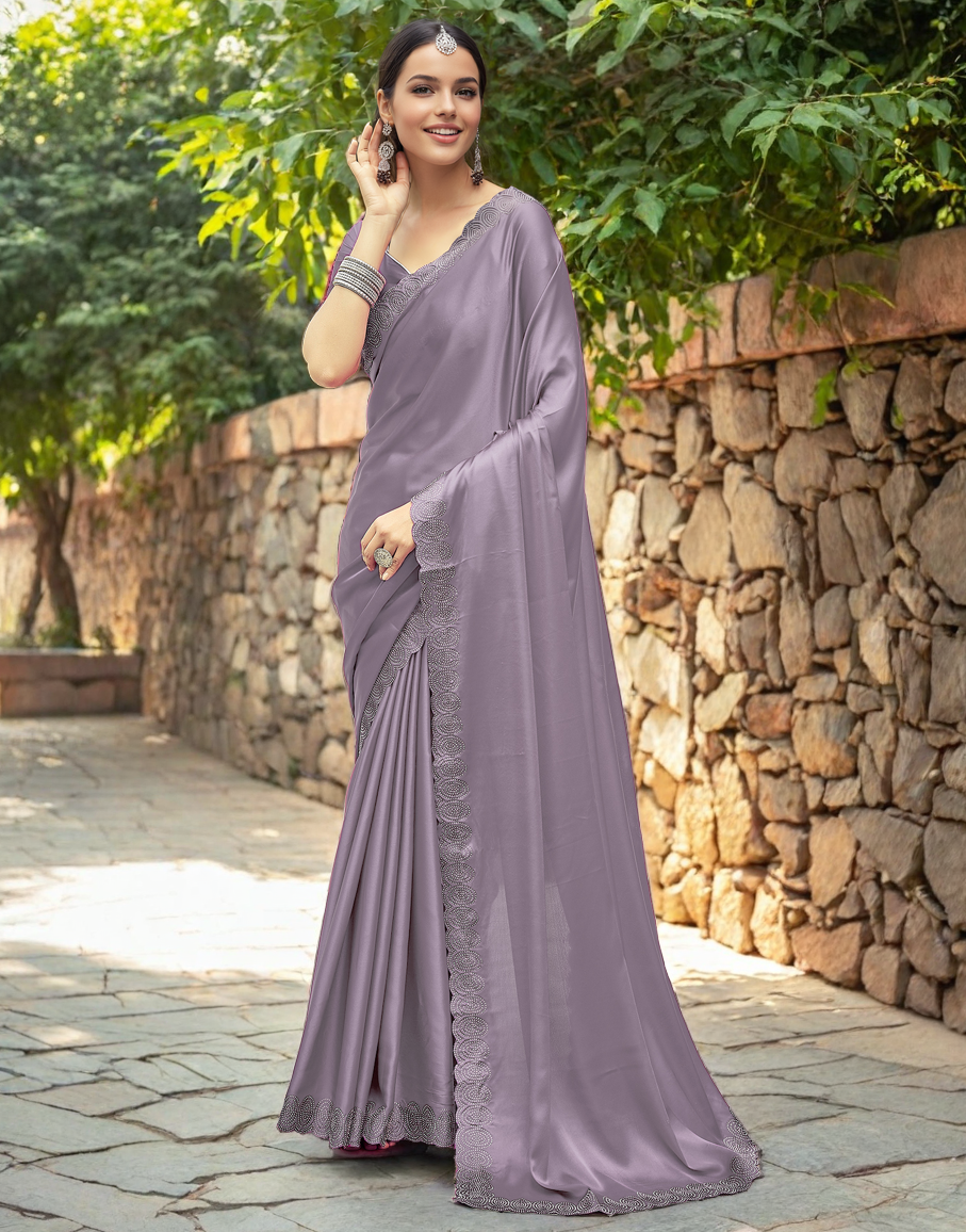 Rangoli Silk Siroski Work Party Wear Saree (Lavender)