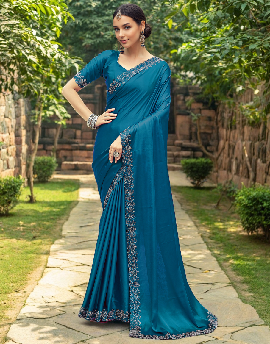 Rangoli Silk Siroski Work Party Wear Saree (Rama)