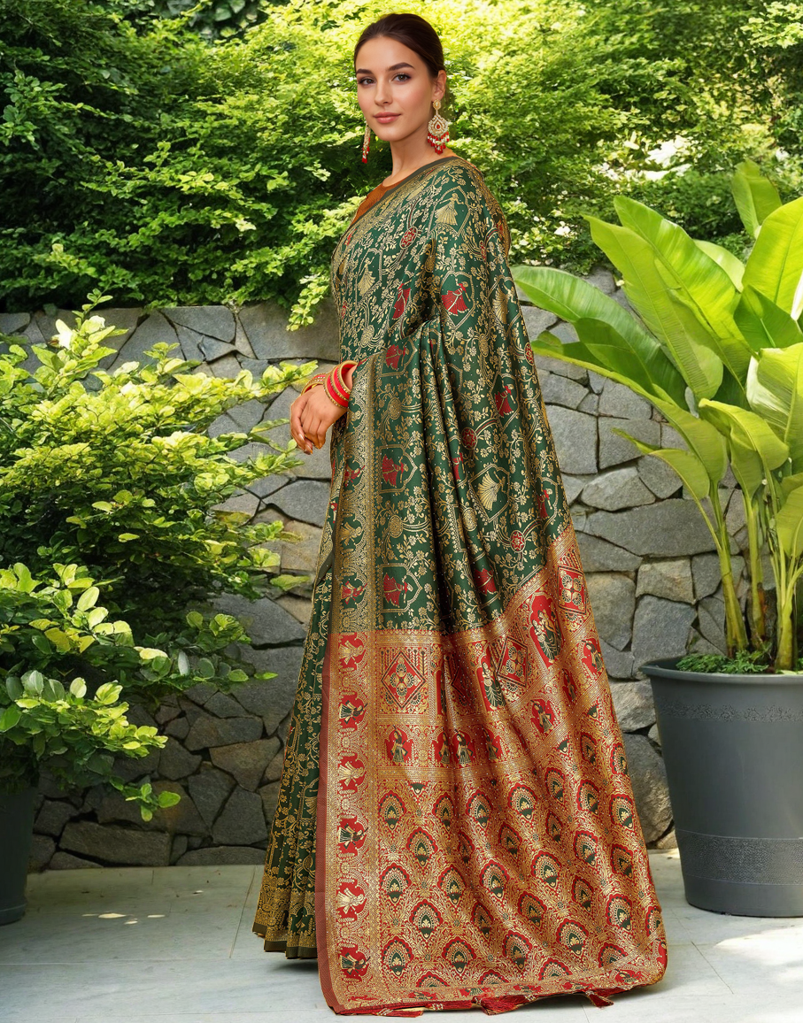 Amazing Green Color Silk Weaving Work Paithani Party Wear Saree