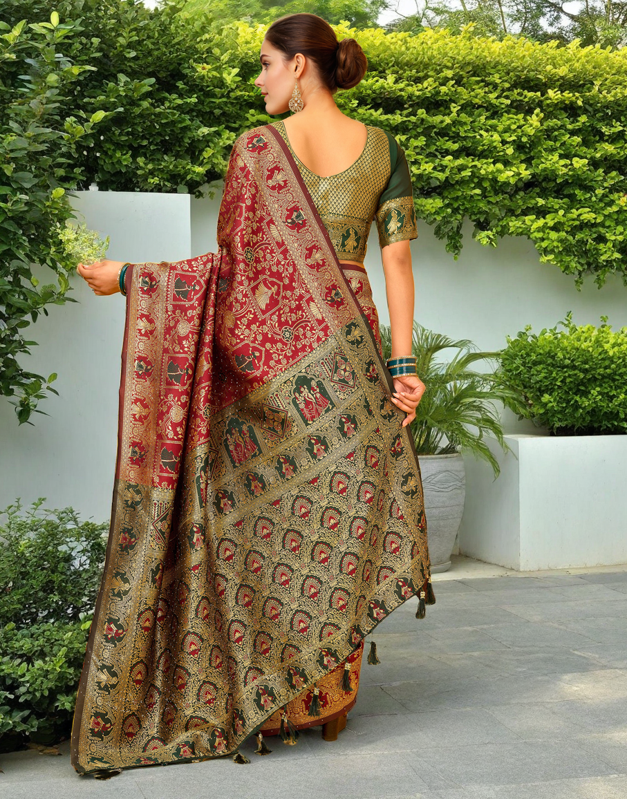 Amazing Red Color Silk Weaving Work Paithani Party Wear Saree