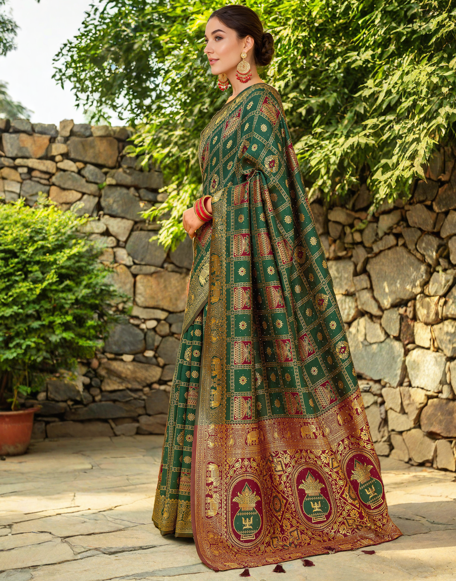 Green Color Silk Weaving Work Paithani Designer Saree