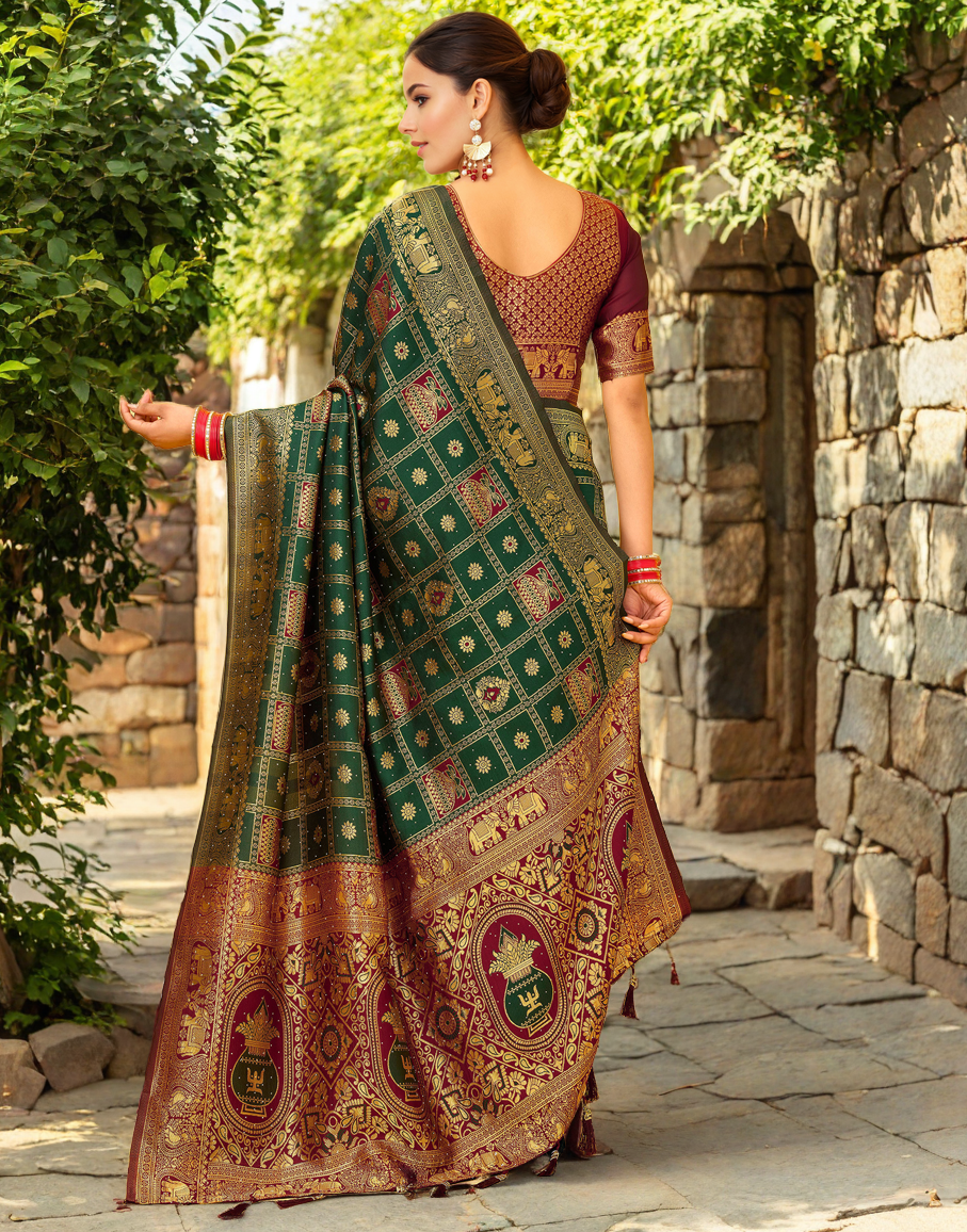 Green Color Silk Weaving Work Paithani Designer Saree
