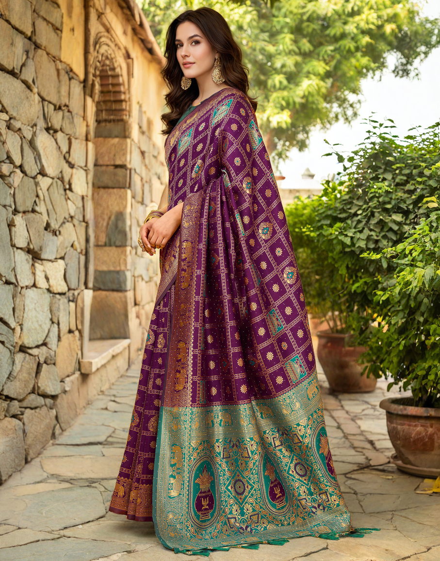 Magenta Color Silk Weaving Work Paithani Designer Saree