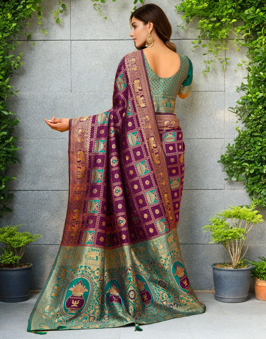 Magenta Color Silk Weaving Work Paithani Designer Saree