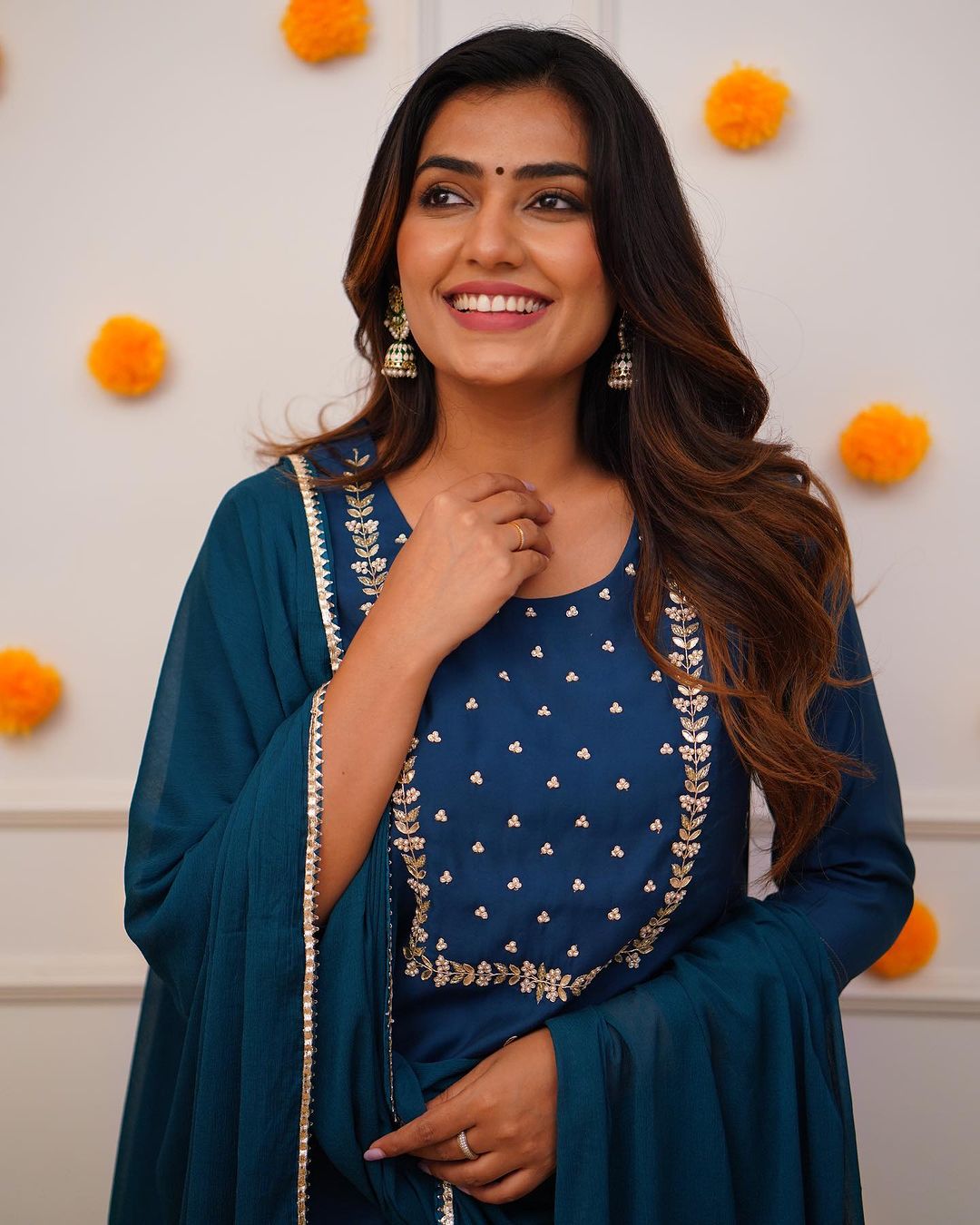 Blue Color Rayon Slub Casual Kurti Pant Set