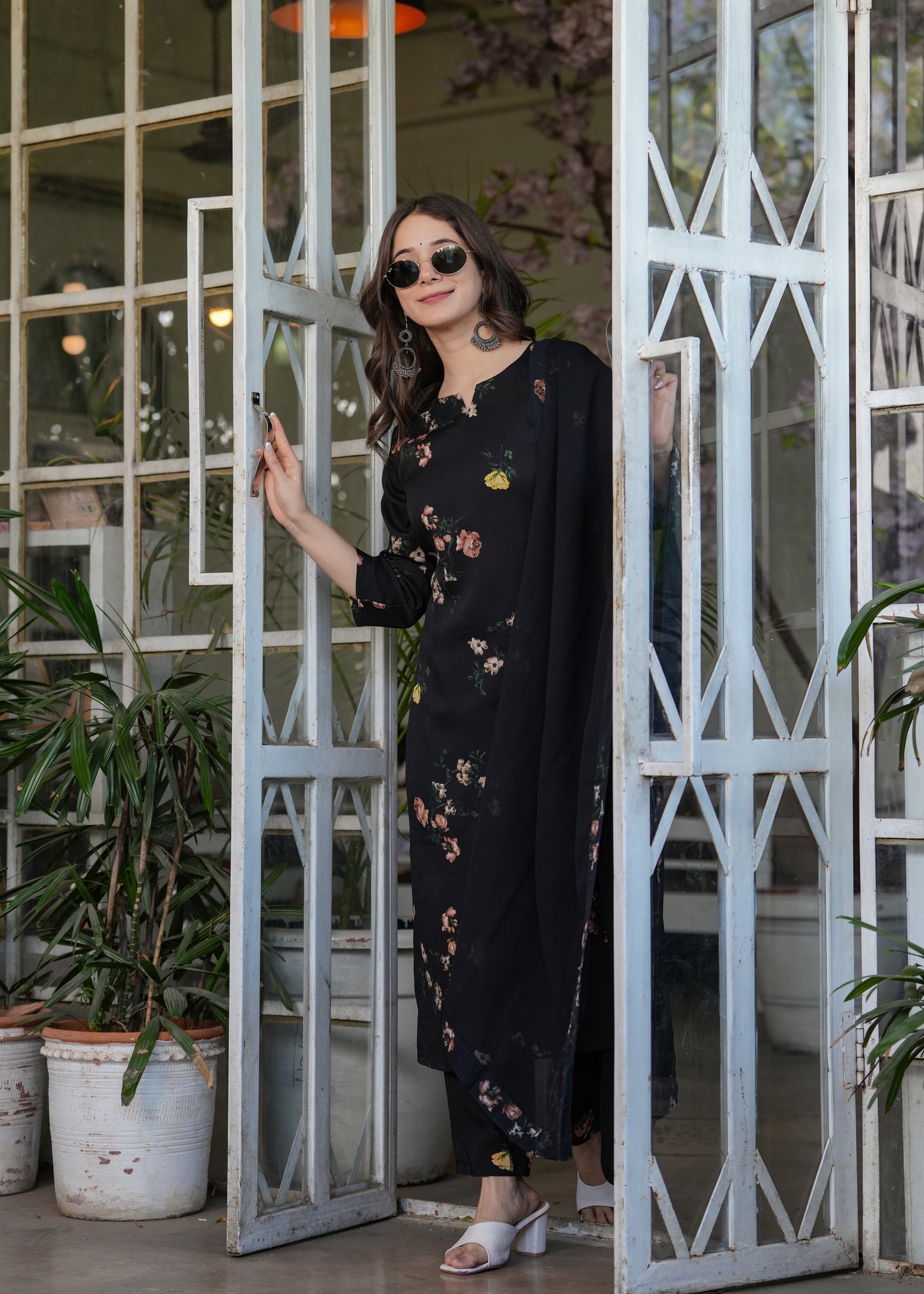 Black Color Silk Blend designer Kurti Pant Set