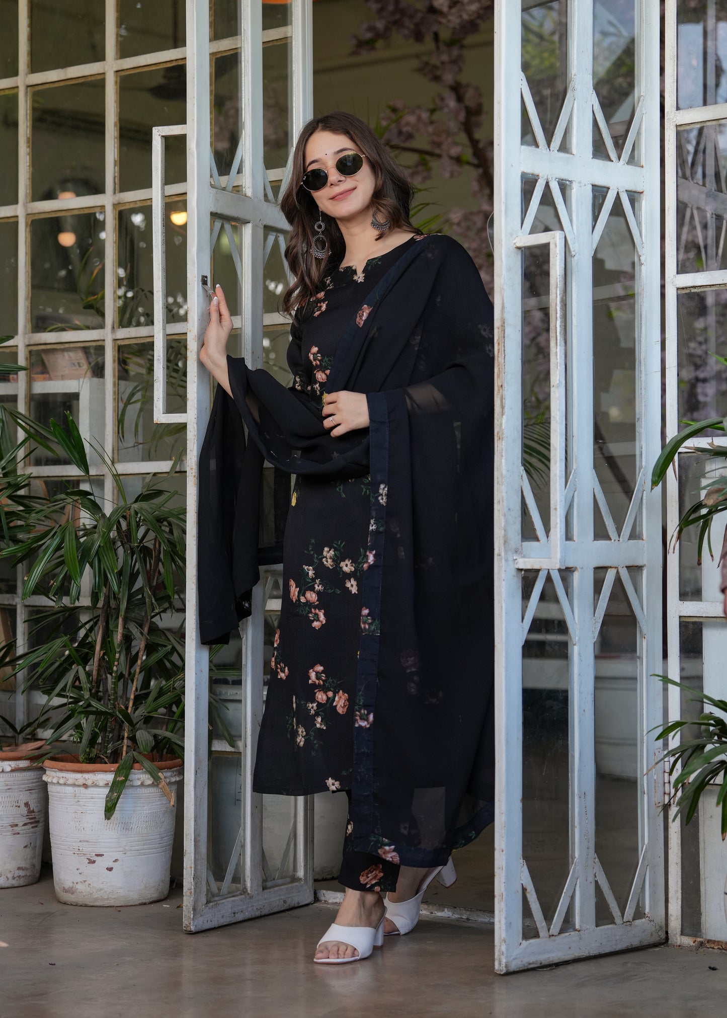 Black Color Silk Blend designer Kurti Pant Set