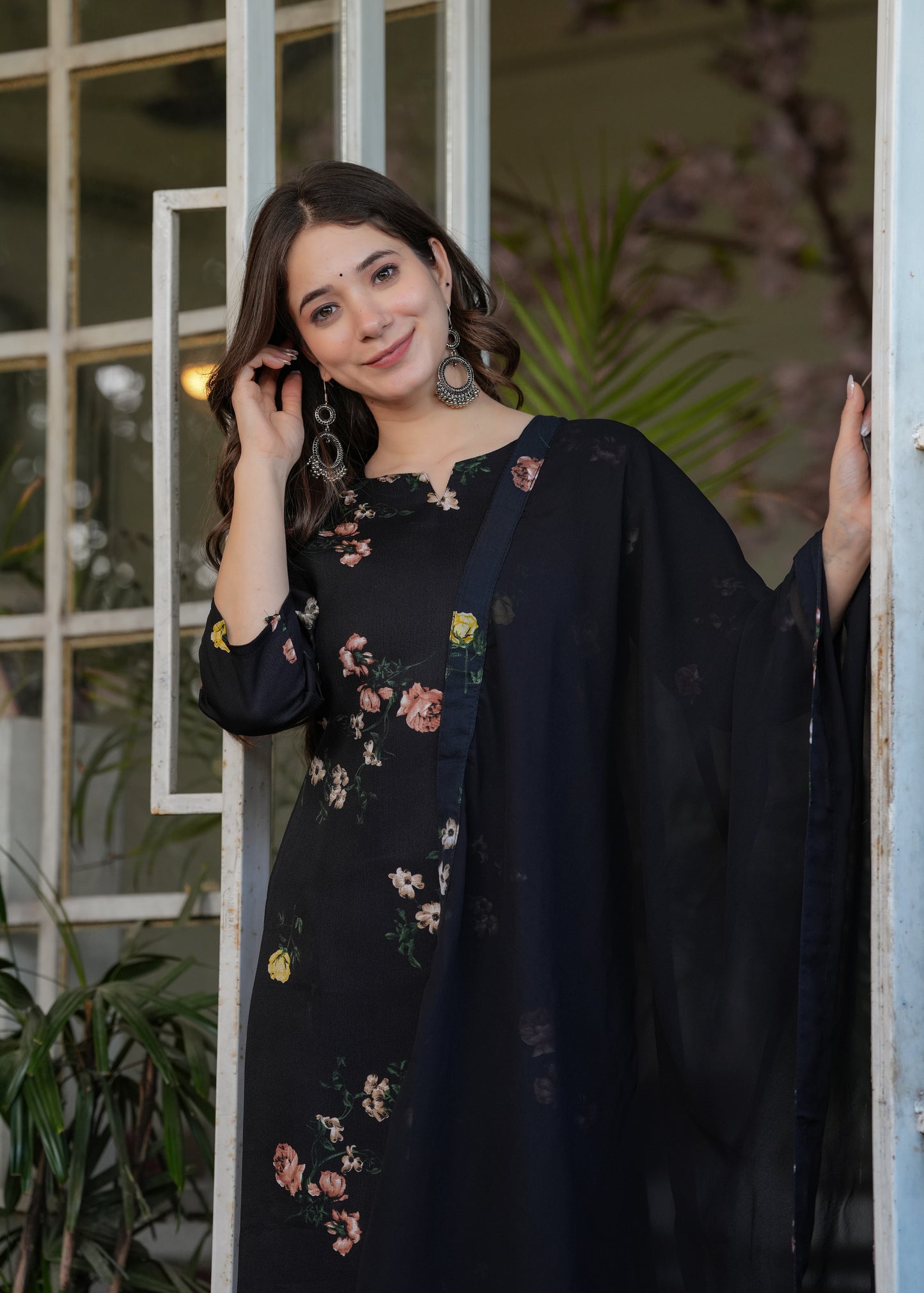 Black Color Silk Blend designer Kurti Pant Set