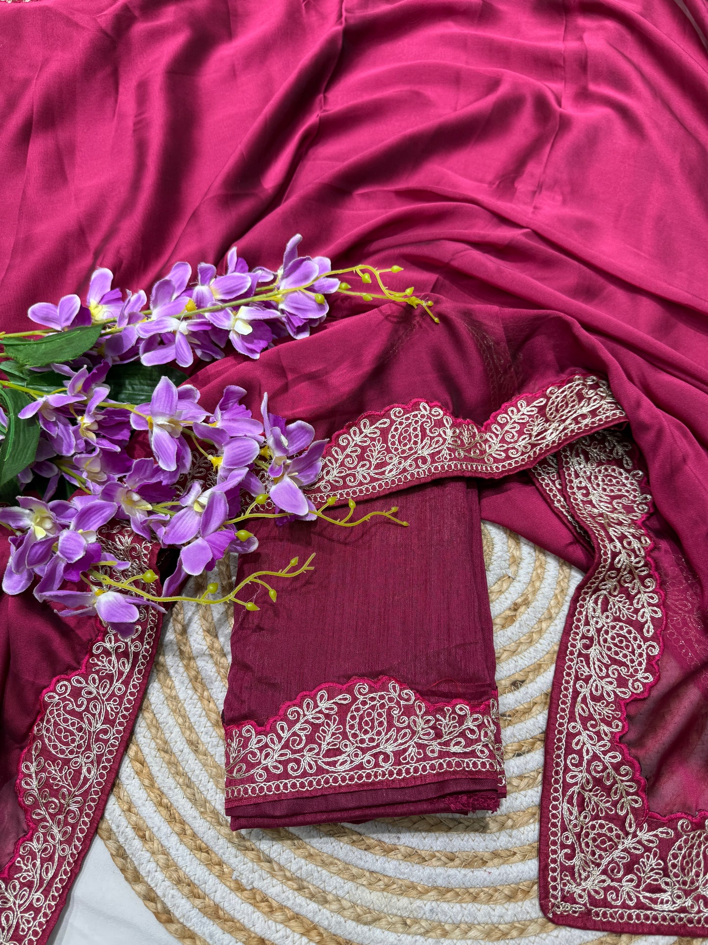 Elegant Magenta Color Rangoli Silk Saree with Coding Work – Party Wear