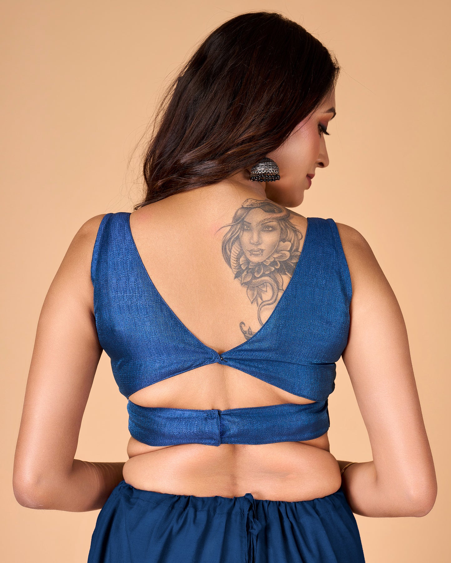 Navy Blue Color Art silk Padded Stitched Blouse