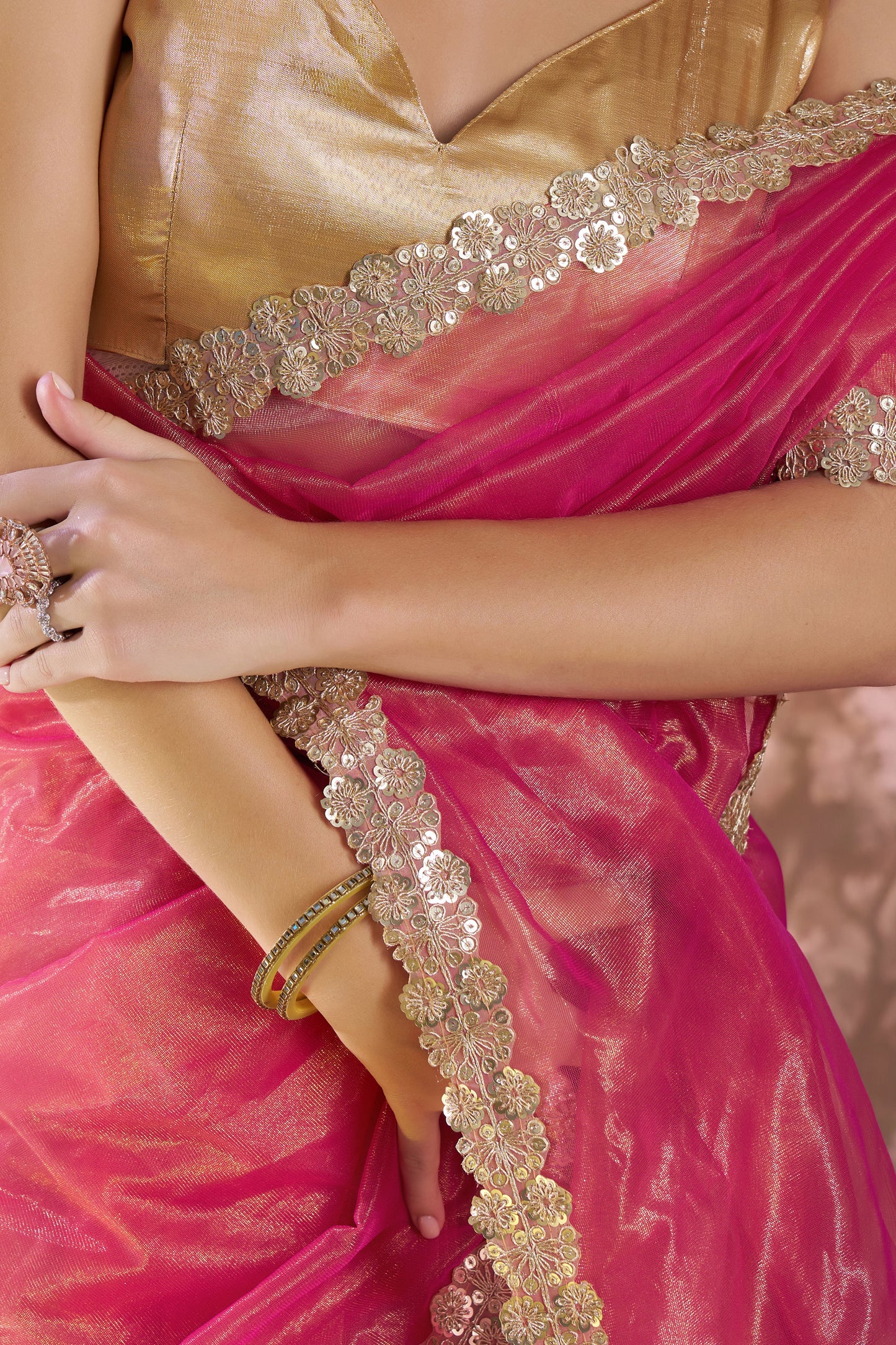 Red Color Twill Net with Designer Lace Party Wear Saree