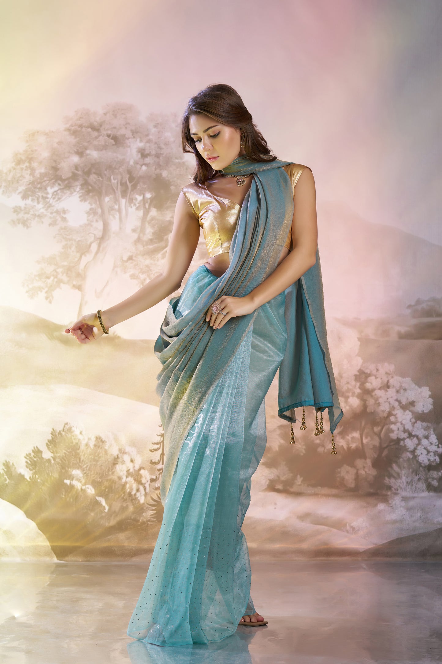 Stylish Grey Organza and Twill Net Saree for Special Occasions