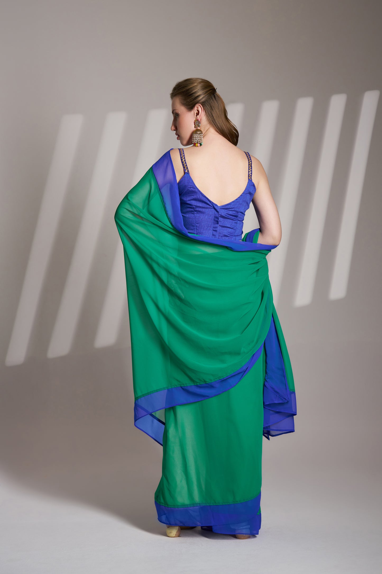 Green and Blue Color Georgette Party Wear Saree