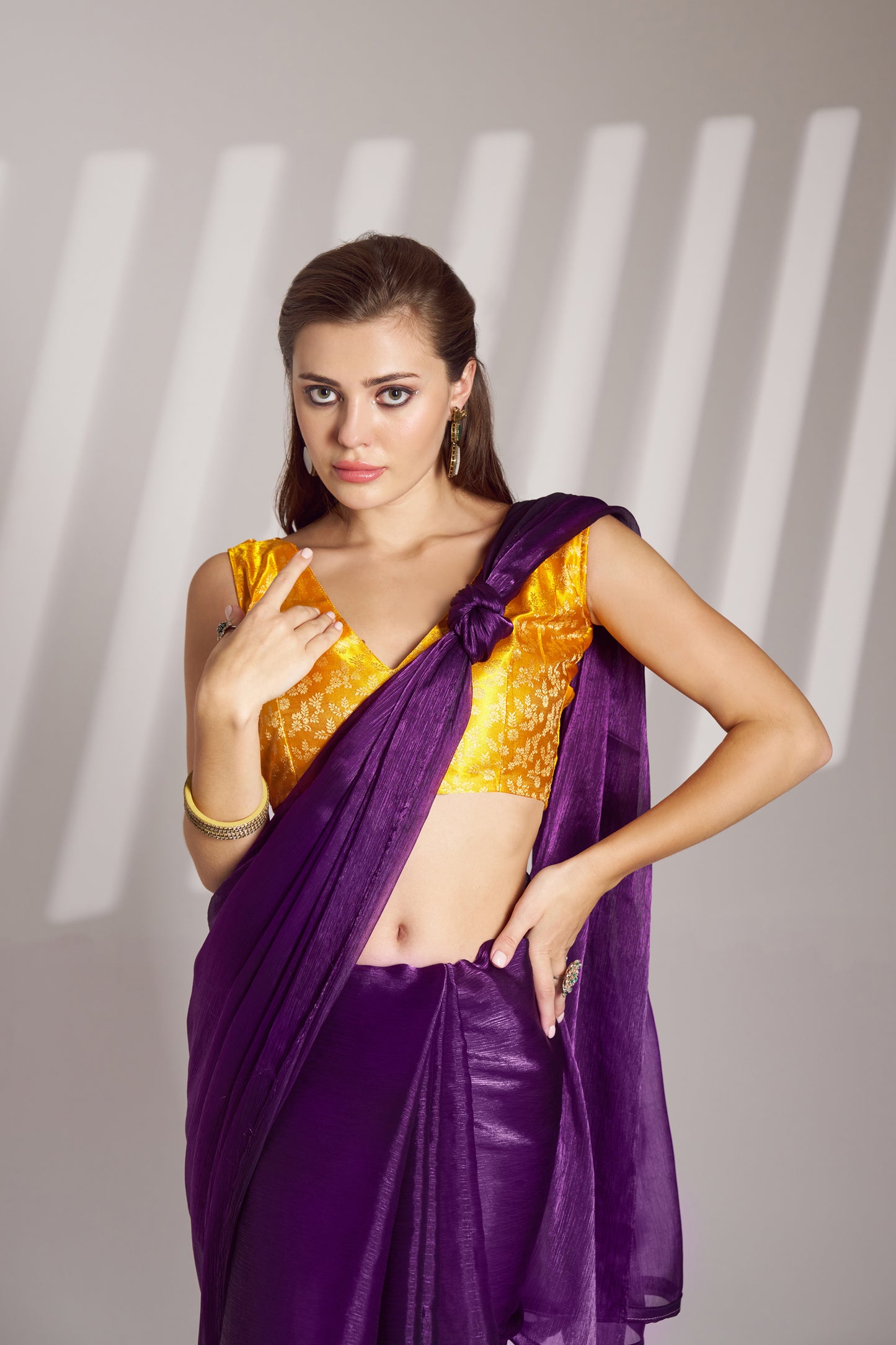 Purple Burberry Organza Saree with Tassels – Party Wear Saree