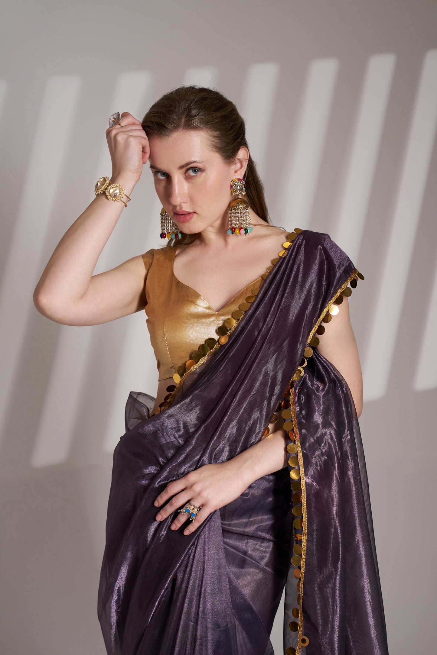 Purple Color Twill Net Saree with Designer Lace and Unstitched Blouse – Party & Festive Wear