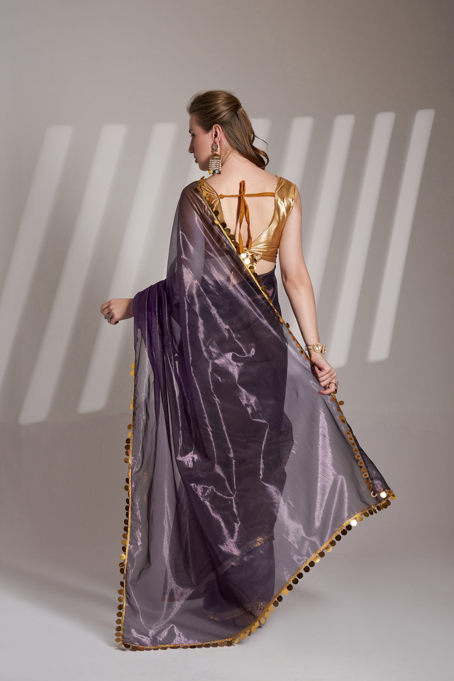Purple Color Twill Net Saree with Designer Lace and Unstitched Blouse – Party & Festive Wear