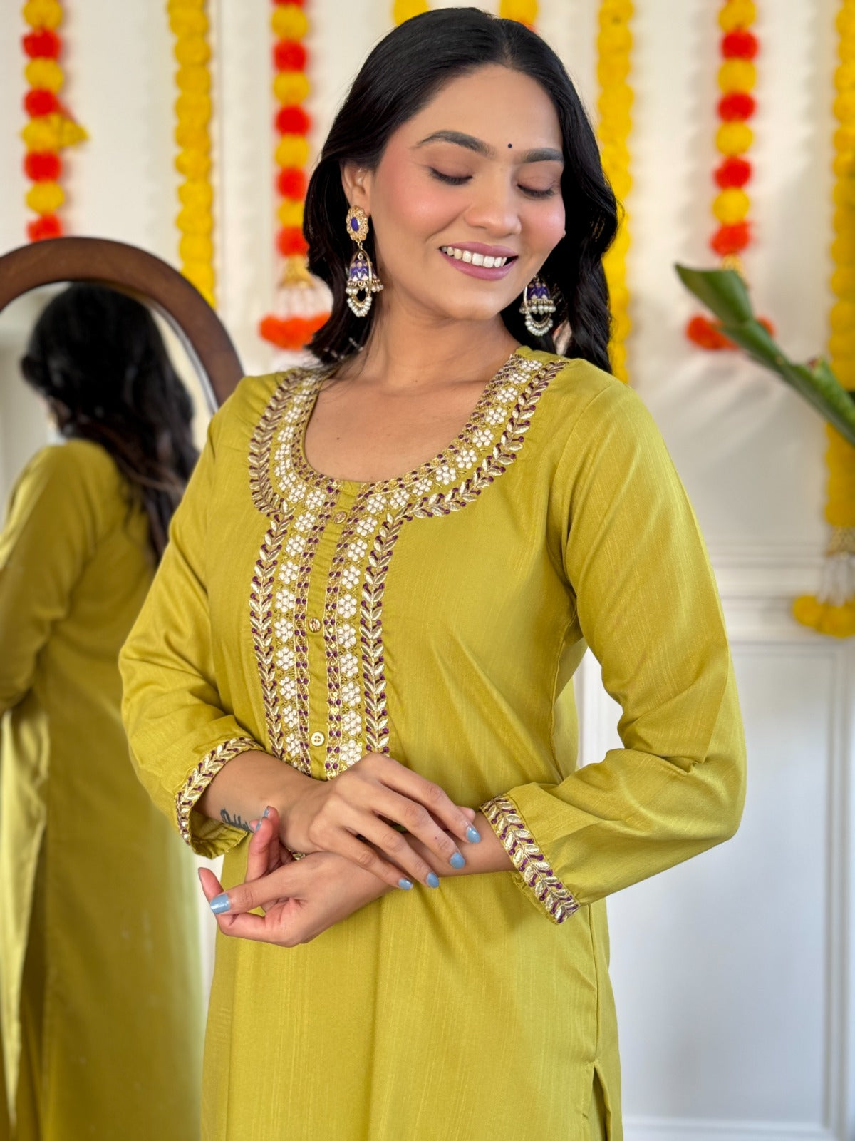 Liril Color Rayon Slub Kurti Pant Set
