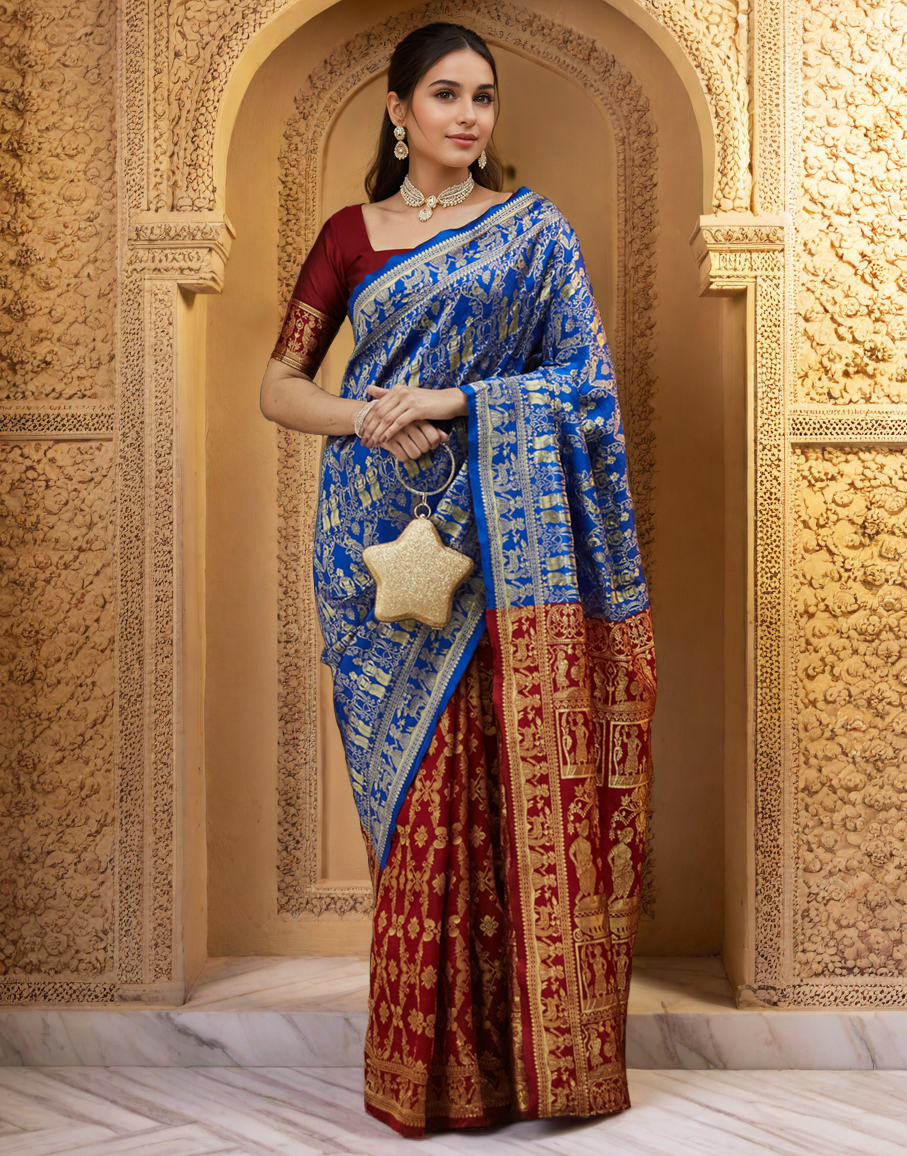 Gorgeous Blue Color Silk Paithani Saree