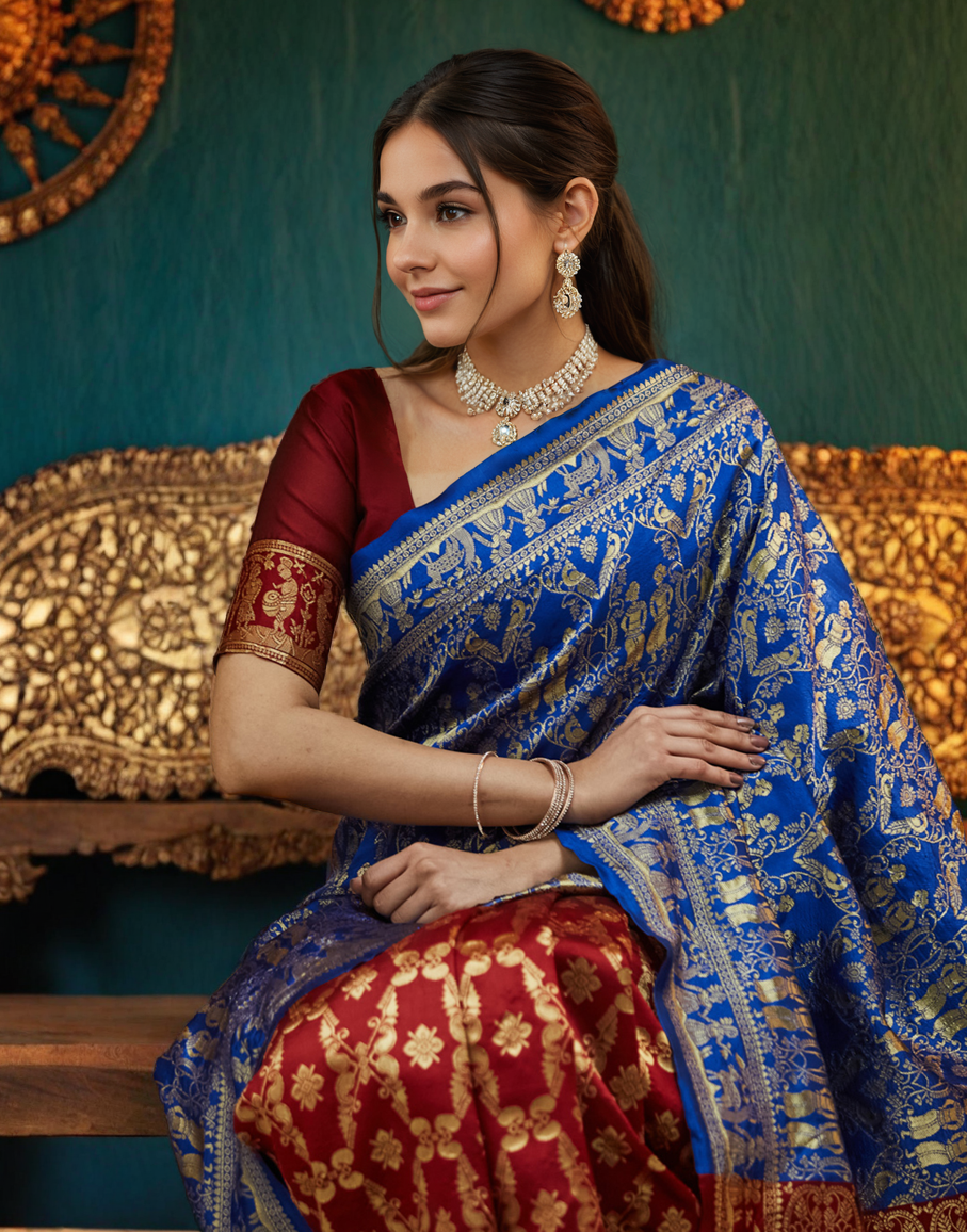 Gorgeous Blue Color Silk Paithani Saree