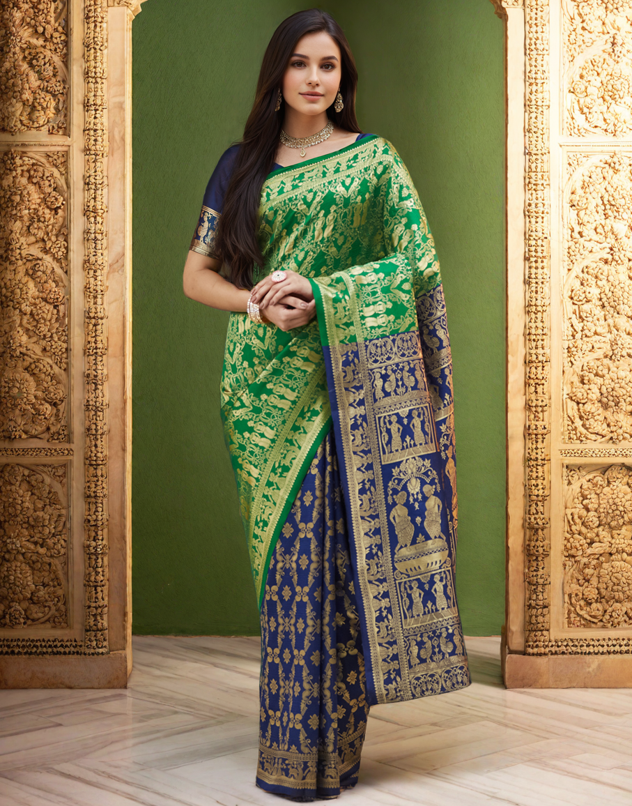 Gorgeous Green Color Silk Paithani Saree