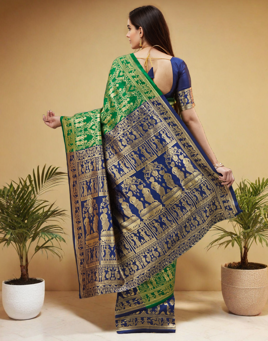 Gorgeous Green Color Silk Paithani Saree