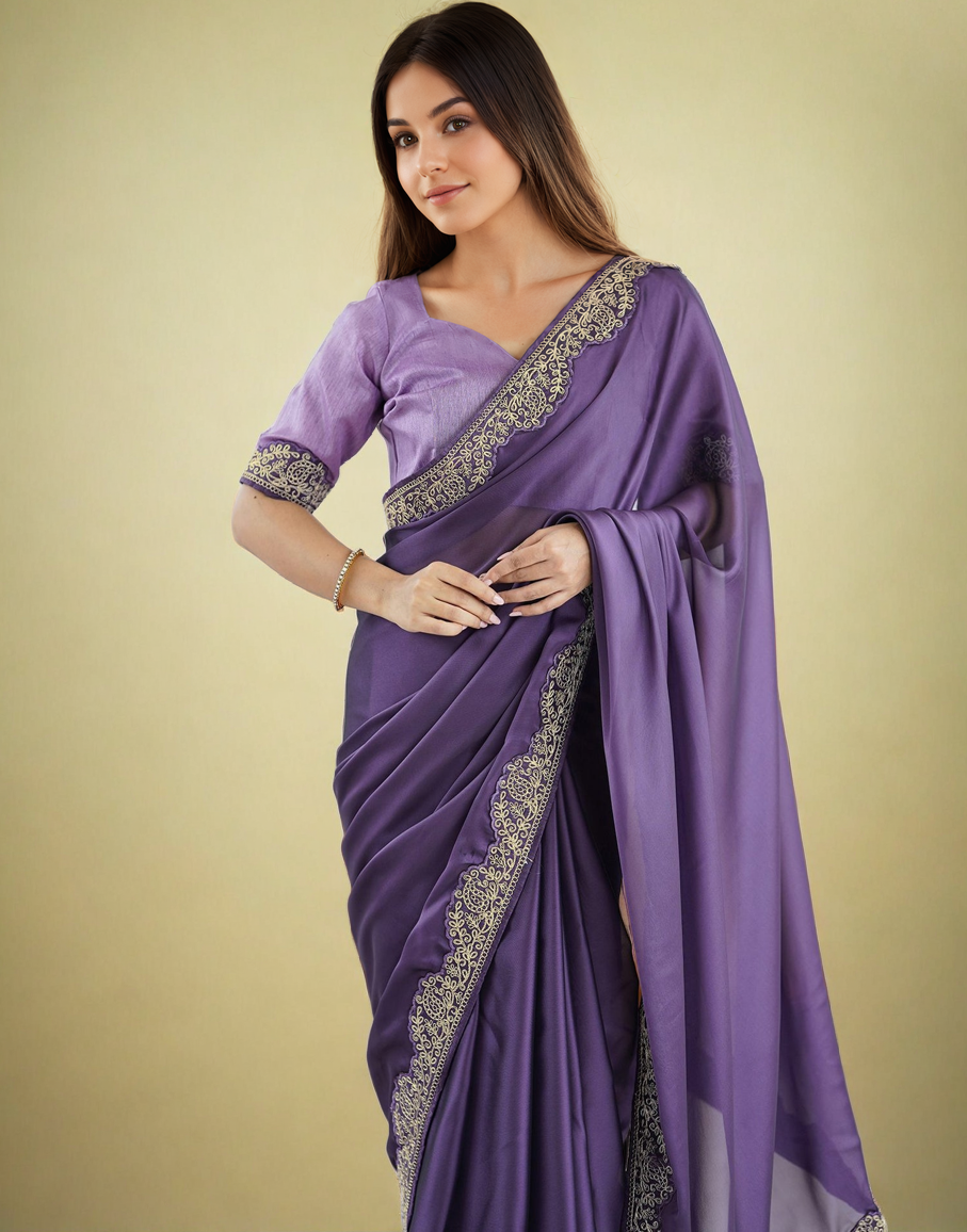 Elegant Plum Color Rangoli Silk Saree with Coding Work – Party Wear