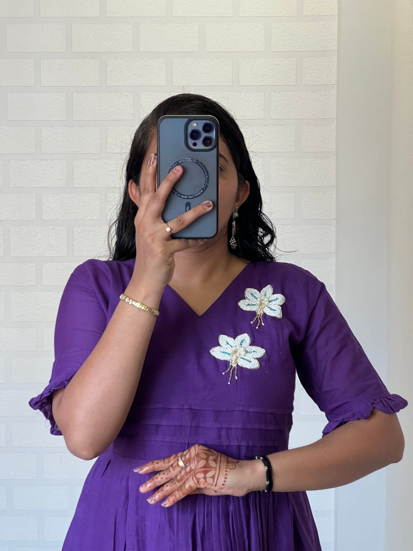 Amazing Purple Color Hand Maggam Work Kurti