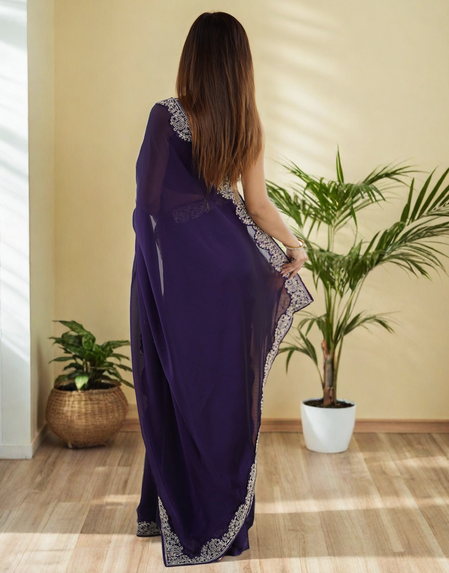 Elegant Purple Color Rangoli Silk Saree with Coding Work – Party Wear