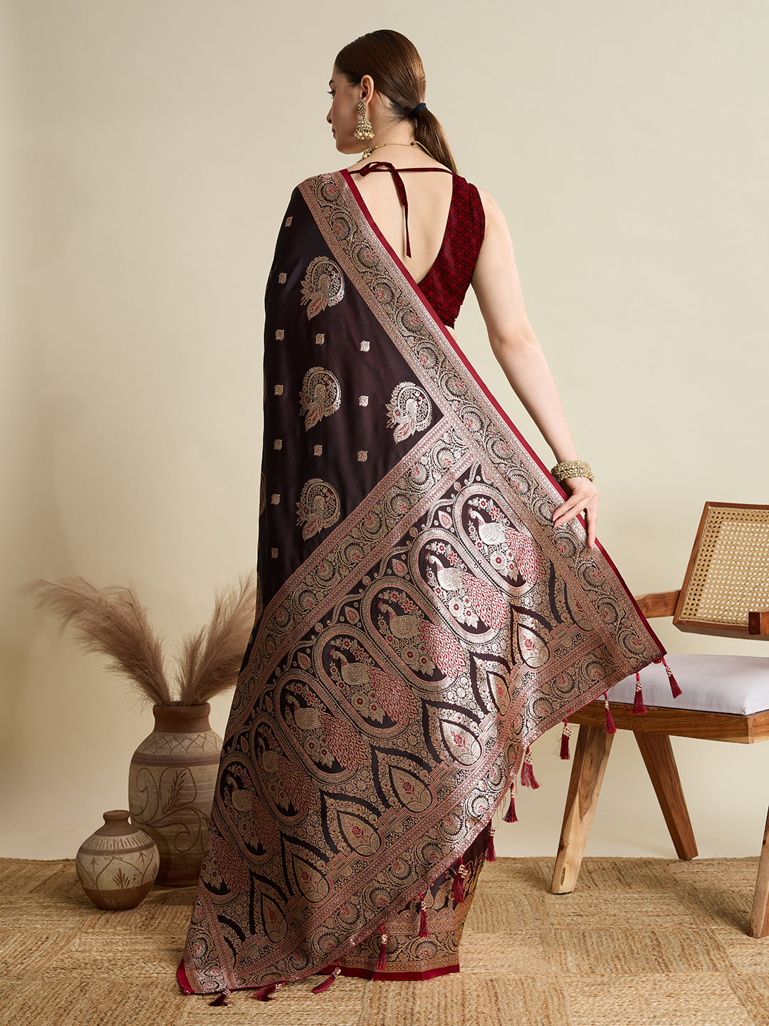 Premium Soft Silk Saree with Rich Zari Work (Maroon)