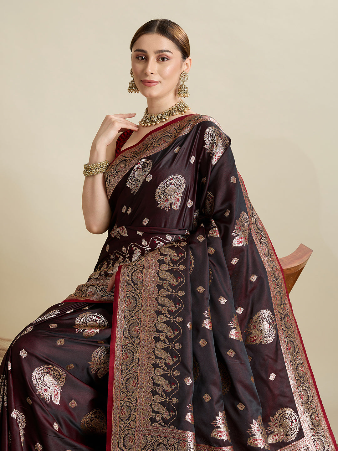 Premium Soft Silk Saree with Rich Zari Work (Maroon)