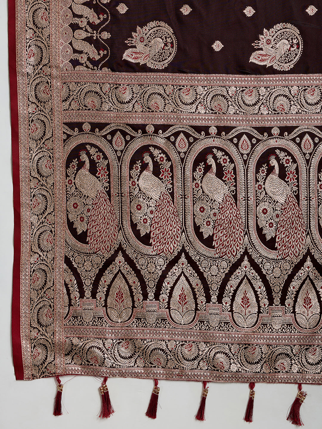 Premium Soft Silk Saree with Rich Zari Work (Maroon)