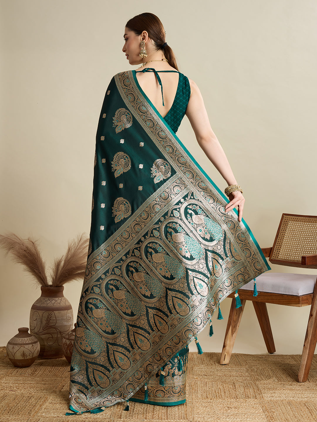 Premium Soft Silk Saree with Rich Zari Work (Rama)