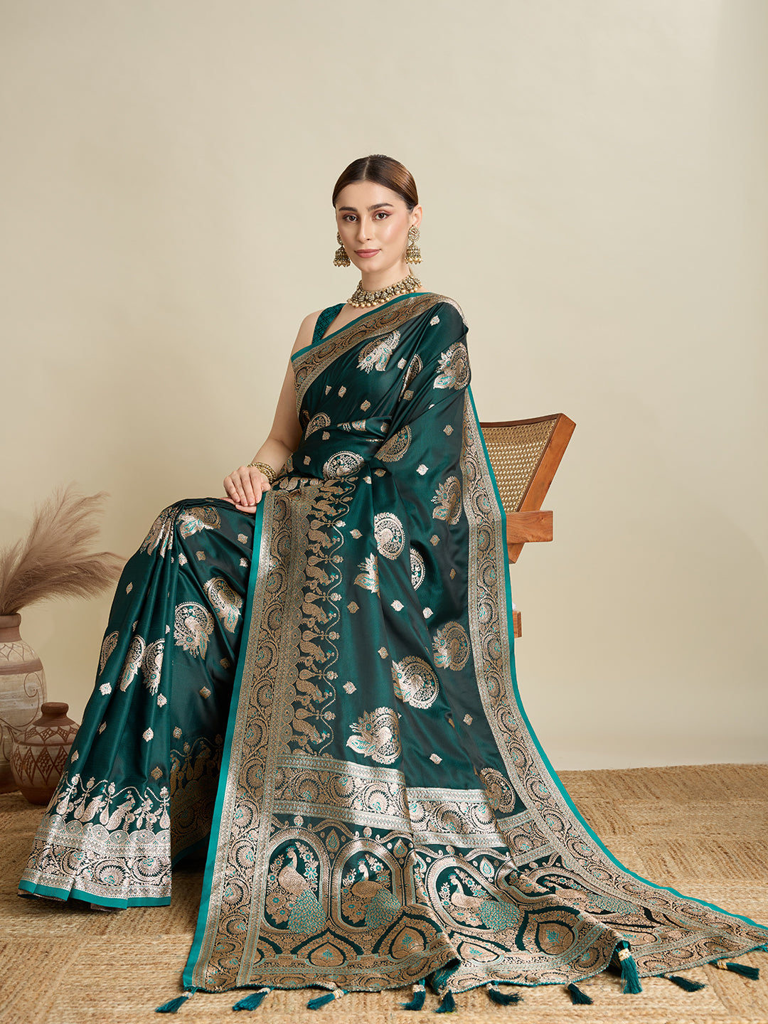 Premium Soft Silk Saree with Rich Zari Work (Rama)
