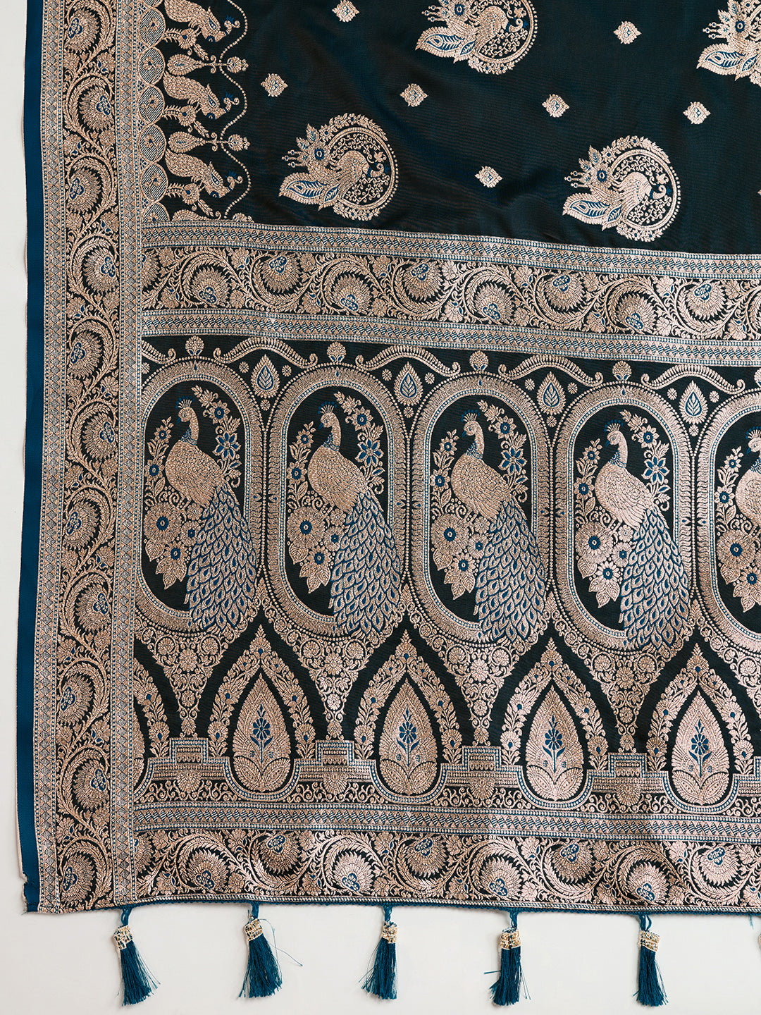 Premium Soft Silk Saree with Rich Zari Work (Teal)