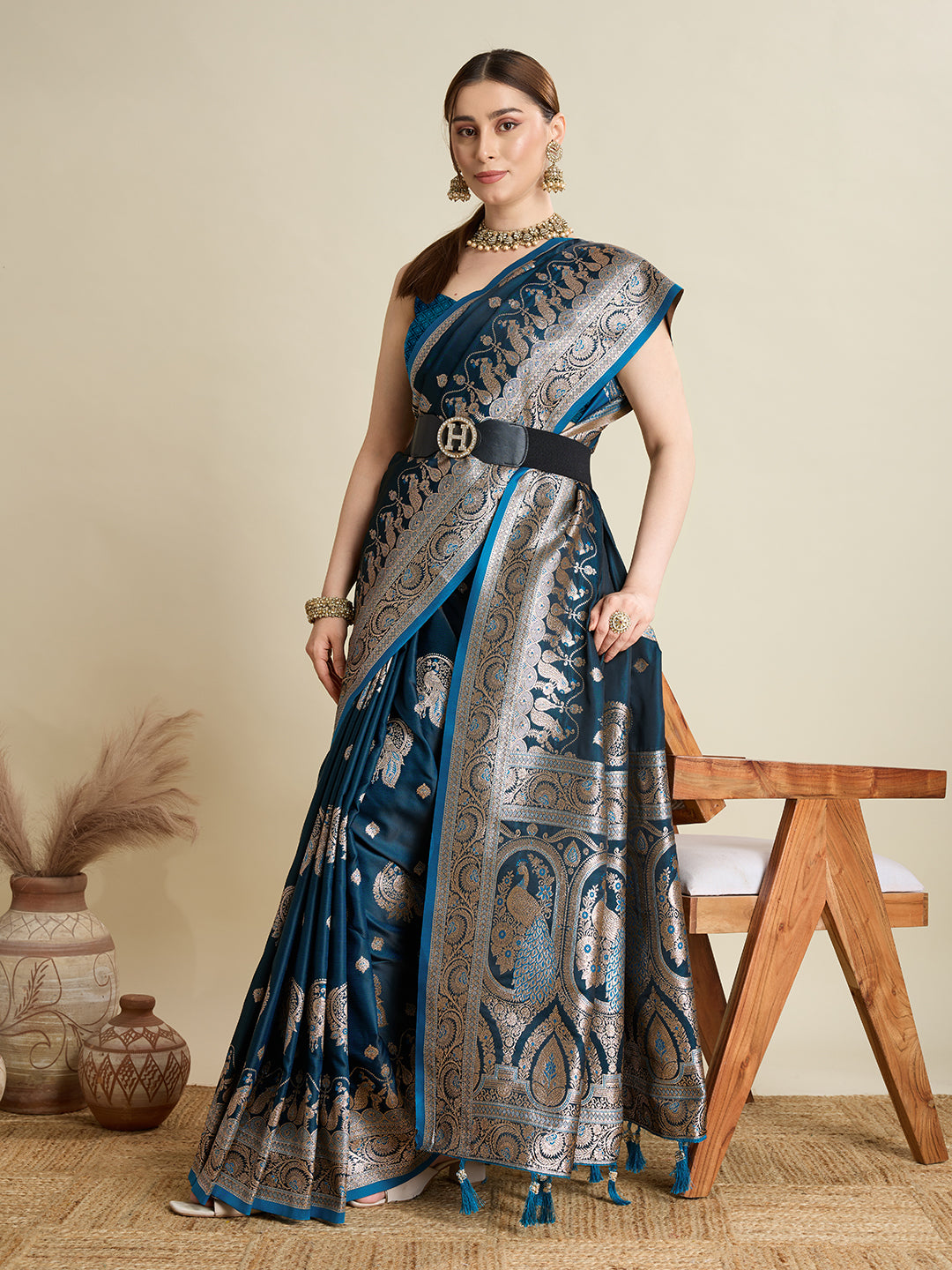 Premium Soft Silk Saree with Rich Zari Work (Blue)